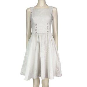 LE LIS BLANC Cotton Naval inspired Little Greige & White Pastel Summer Dress 38